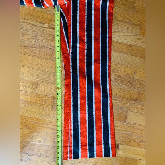 RARE Stella Jean Mid Rise Flare Pants Orange & Black Stripe Snakeskin Print Sz 8 - Picture 9 of 9